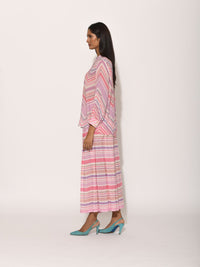 Dots Turquoise Striped Pleated Pants