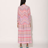 Dots Turquoise Striped Pleated Pants