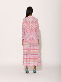 Dots Turquoise Striped Pleated Pants