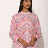 Dots Pink Striped Pleated Pants