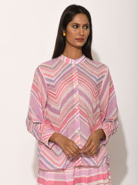 Dots Turquoise Striped Pleated Pants