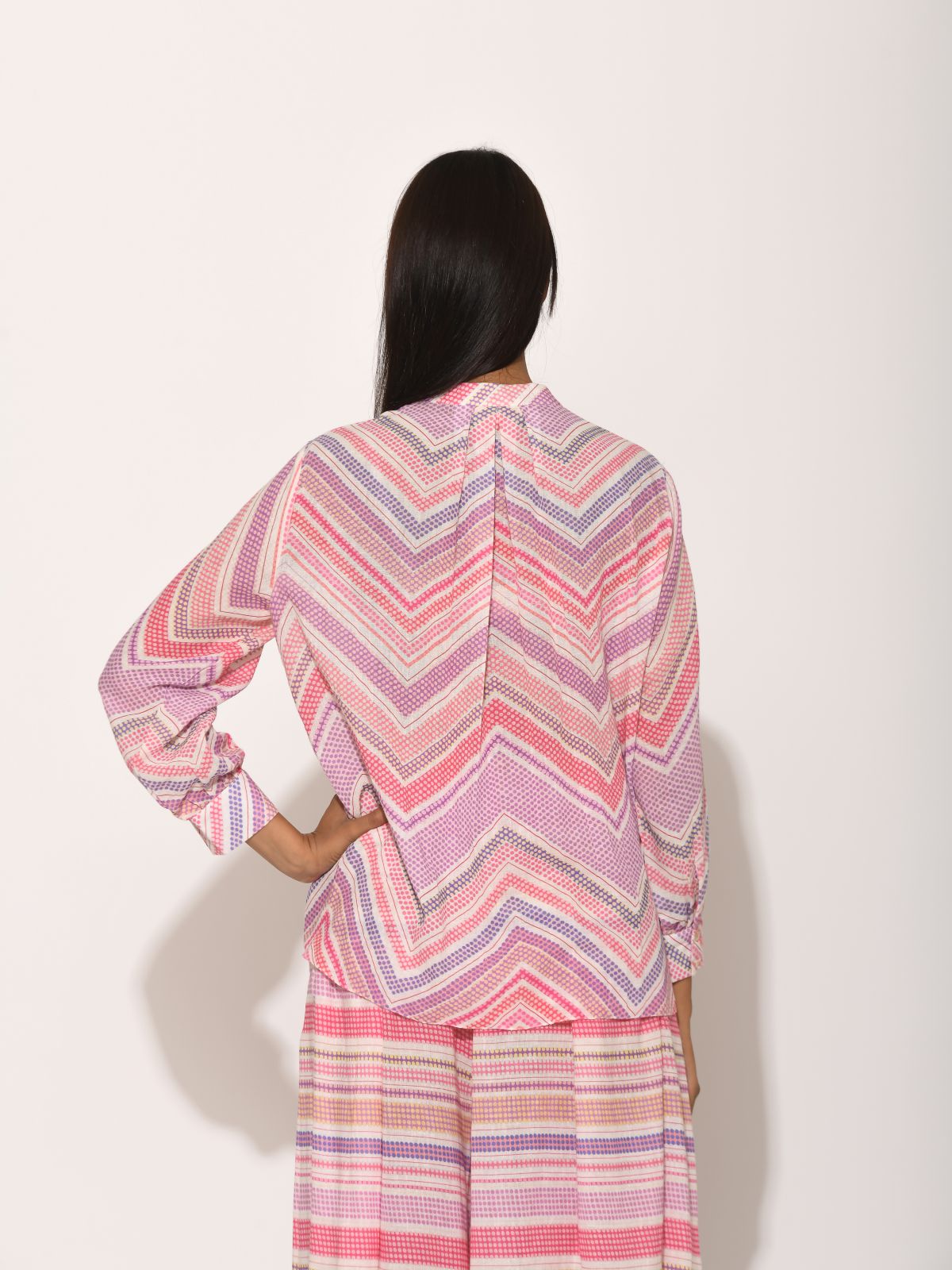 Dots Turquoise Striped Pleated Pants