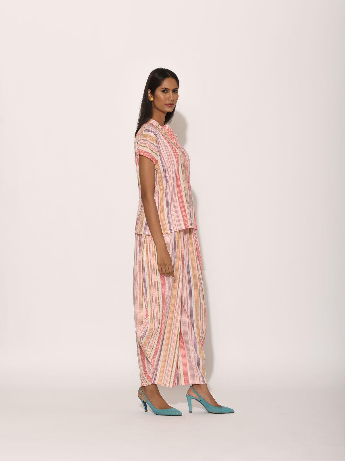 Printed Pink Dots Striped Top