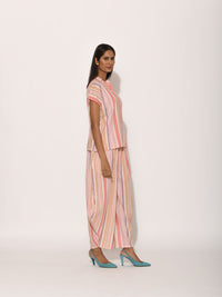 Printed Pink Dots Striped Top