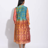 Teal Brown Ombre Silk Shibori Tunic