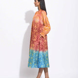 Brown Teal Ombre Silk Shibori With Sequins Kurta