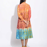 Brown Teal Ombre Silk Shibori With Sequins Kurta