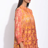 Brown Teal Ombre Silk Shibori With Sequins Kurta