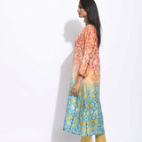 Brown Teal Ombre Silk Shibori With Sequins Kurta