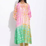 Pink Green Silk Shibori Kurta