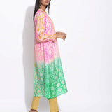 Pink Green Silk Shibori Kurta
