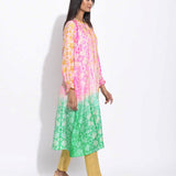 Pink Green Silk Shibori Kurta