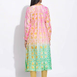 Pink Green Silk Shibori Kurta