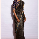 Sunheri Saree With Embroidered Blouse