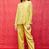 Yellow Embroidered Chanderi Shirt