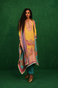 Yellow Multi Butterfly Kurta Set