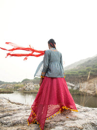 Morbagh Embroidered Chanderi Jacket with Sunheri Asymmetrical Dress