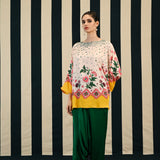 Mirror Work with Ivory Yellow Printed Round Cape Set