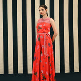 Mirror Work with Orange Printed Jumpsuit