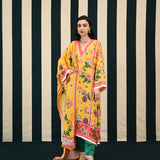 Mirror Work With Yellow Printed Kurta Set