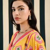 Mirror Work With Yellow Printed Kurta Set