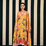 Mirror Work With Yellow Printed Kurta Set