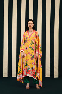 Mirror Work With Yellow Printed Kurta Set
