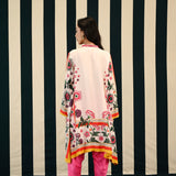 Mirror Work with Ivory Pink Printed Dhoti Tunic Set