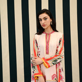 Mirror Work with Ivory Pink Printed Dhoti Tunic Set