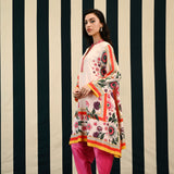 Mirror Work with Ivory Pink Printed Dhoti Tunic Set