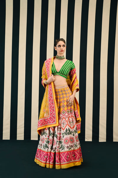 Tarang Multi Printed Embroidered Lehenga Set
