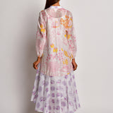 Ivory & Purple Printed Jaal Boho Chanderi Dress