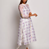 Pink Floral Printed Raglan Sleeve Chanderi Kurta With Dhoti Pants