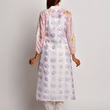 Pink Floral Printed Raglan Sleeve Chanderi Kurta With Dhoti Pants