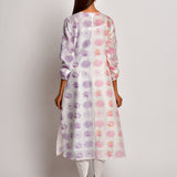 Purple & Pink Printed Floral Chanderi Kurta With Dhoti Pants