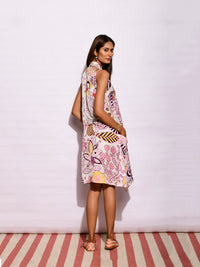 Ivory Printed Short Sleeveless Dress