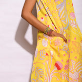 Yellow Printed Short Sleeveless Dress