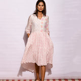 Off White Stripes Printed Asymmetrical Dress