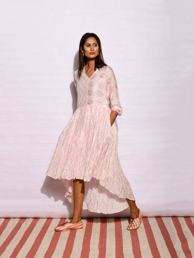 Off White Stripes Printed Asymmetrical Dress
