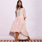 Off White Stripes Printed Asymmetrical Dress

