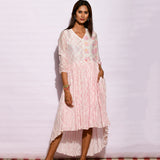 Off White Stripes Printed Asymmetrical Dress