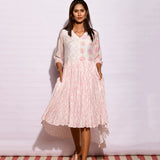 Off White Stripes Printed Asymmetrical Dress