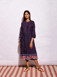 Inbloom Navy Striped Crushed Dress