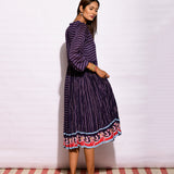 Inbloom Navy Striped Crushed Dress