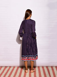 Inbloom Navy Striped Crushed Dress