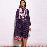 Inbloom Navy Striped Crushed Dress