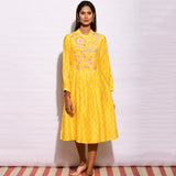 Yellow Diamond Printed Long Dress