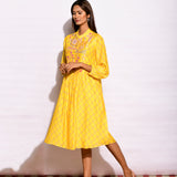 Yellow Diamond Printed Long Dress