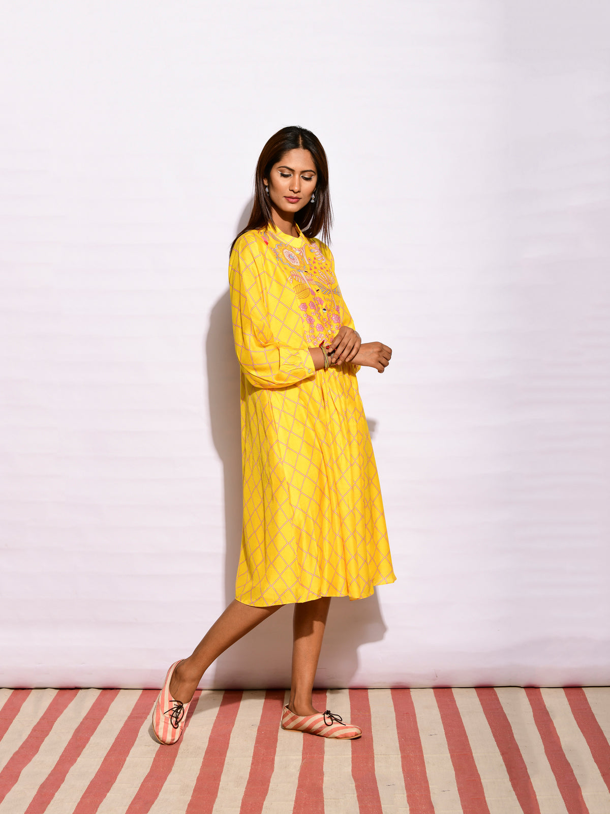 Yellow Diamond Printed Long Dress