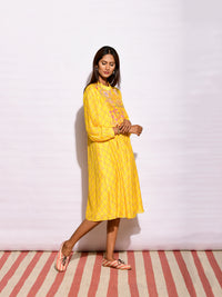 Yellow Diamond Printed Long Dress